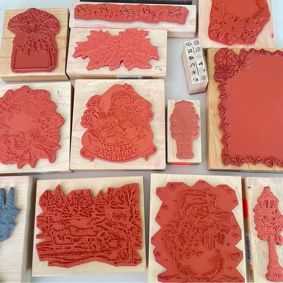 PSX Northwoods Magenta & Others Christmas Holiday Rubber Stamp Lot Winter Scene - Picture 10 of 13